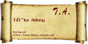 Tőke Adony névjegykártya